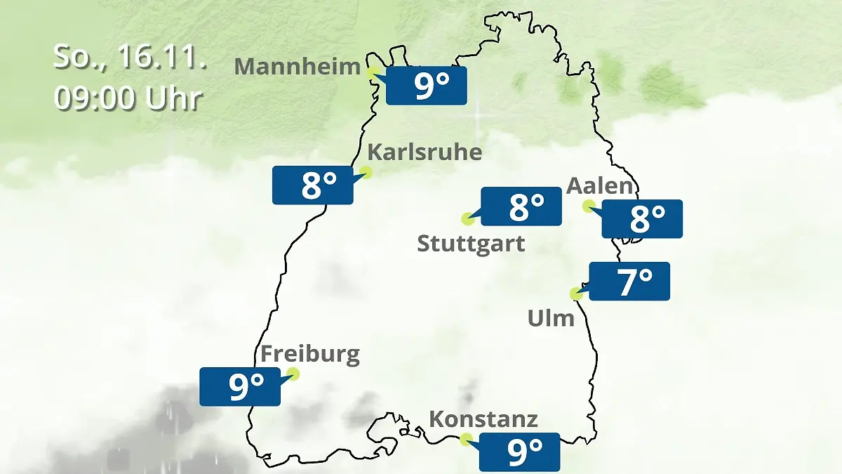 Baden-Württemberg: Wie wird das Wetter? Regen- und Wolkenfilm für Stuttgart, Mannheim und Karlsruhe