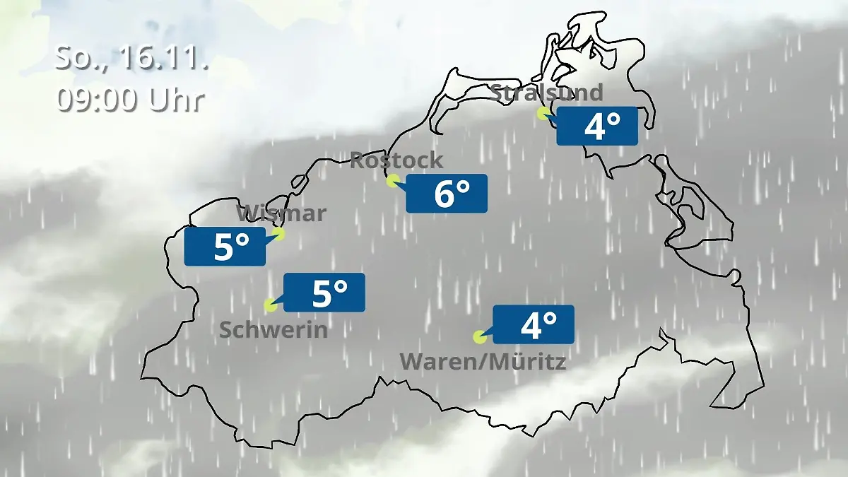 Mecklenburg-Vorpommern: Wie wird das Wetter? Regen- und Wolkenfilm für Rostock, Rügen und die Ostseeküste