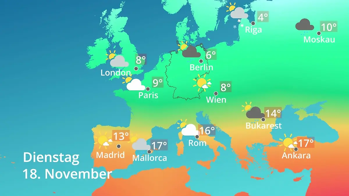 Europa: Wie wird das Wetter? Prognose: Temperaturen von Spanien bis zur Türkei