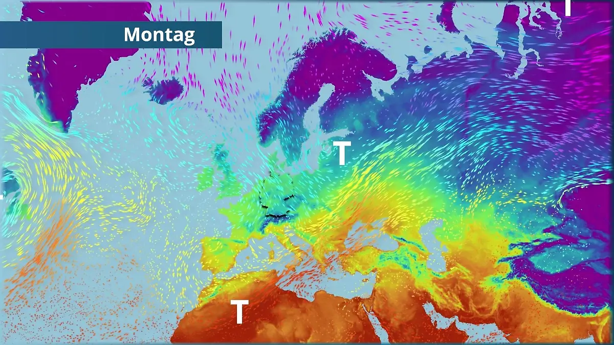 Winterluft zieht ein Der Strömungsfilm für Europa für 5 Tage