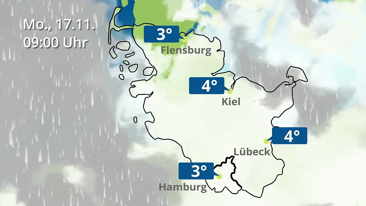 Hamburg, Schleswig-Holstein: Wie wird das Wetter? Regen- und Wolkenfilm für die Nordsee- und Ostseeküste