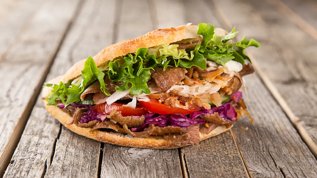 Close up of kebab sandwich