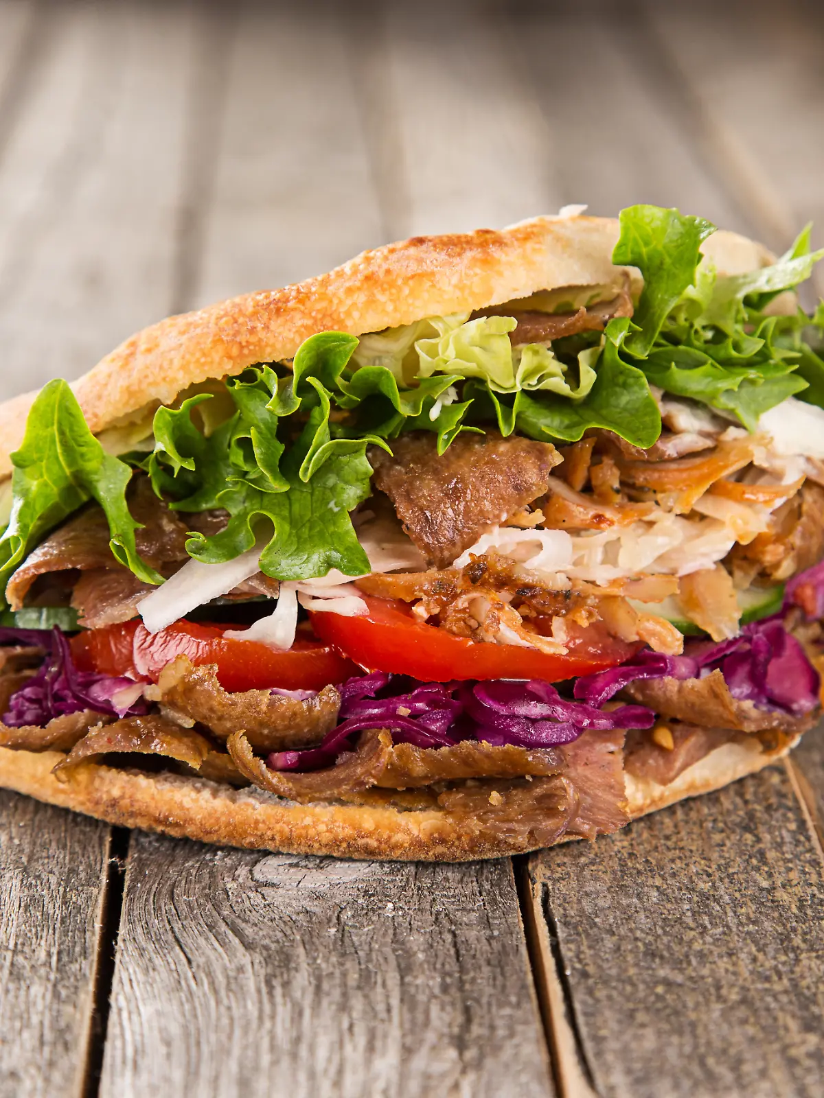 Close up of kebab sandwich