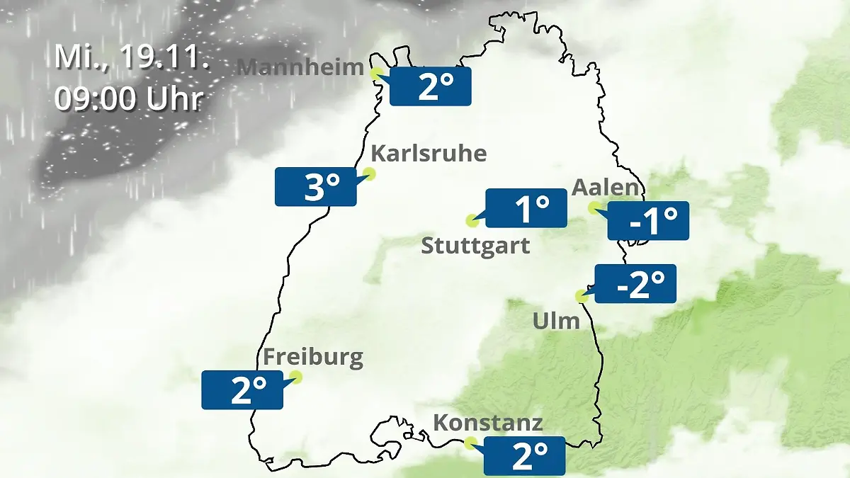 Baden-Württemberg: Wie wird das Wetter? Regen- und Wolkenfilm für Stuttgart, Mannheim und Karlsruhe