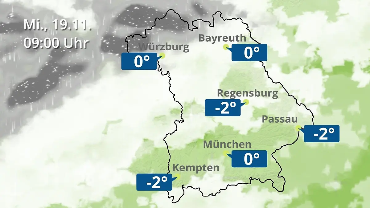 Bayern: Wie wird das Wetter? Regen- und Wolkenfilm für München, Regensburg und Würzburg