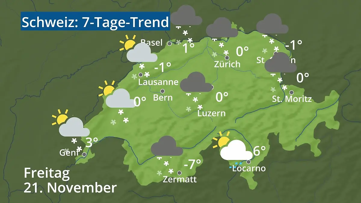 Schweiz: Wie wird das Wetter? Video 7-Tage-Trend: Bern, Basel, Genf, Zürich