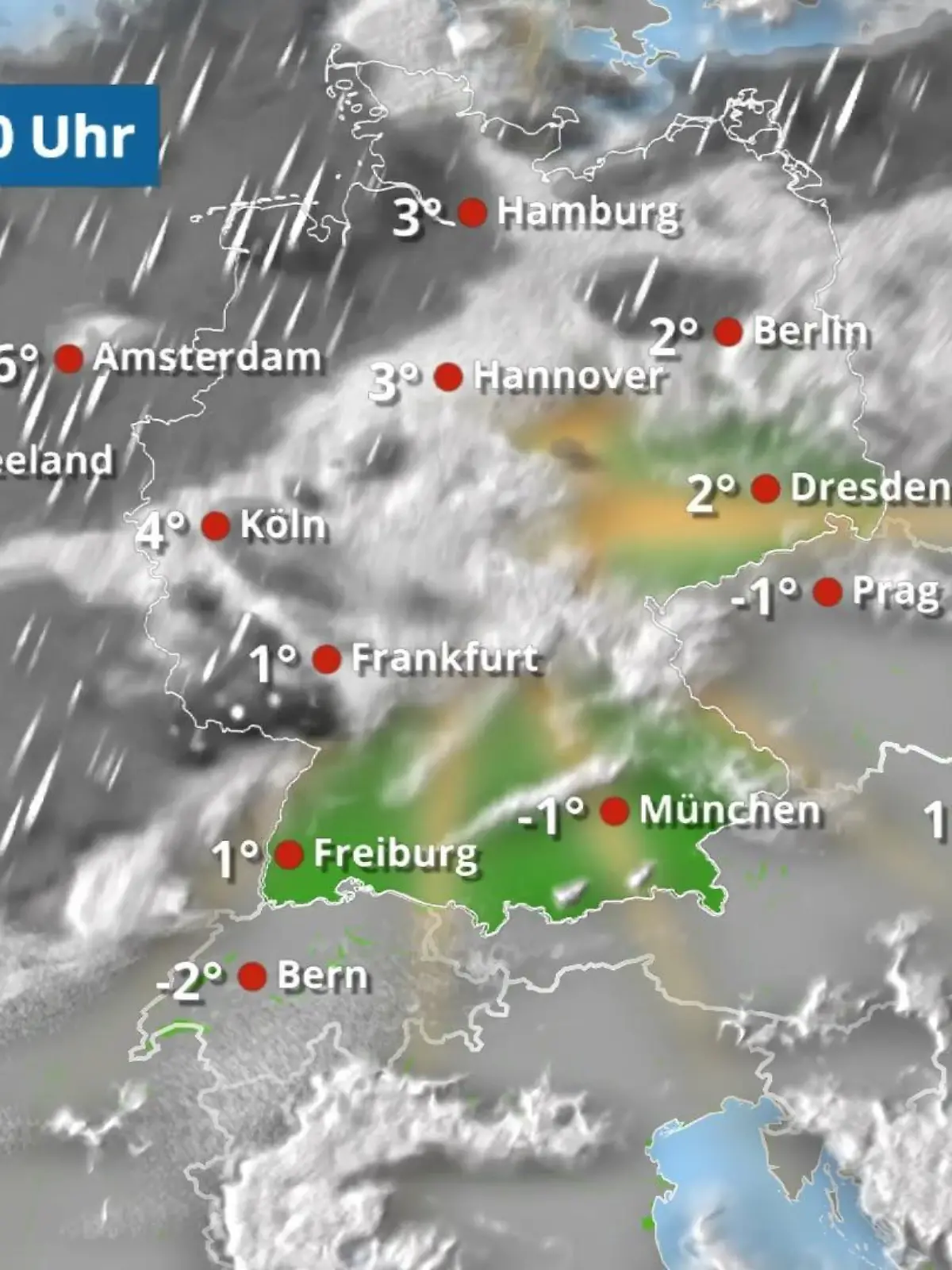 Bild zu: "Tief Talat in Aktion: Schnee und Schneeregen ziehen übers Land"