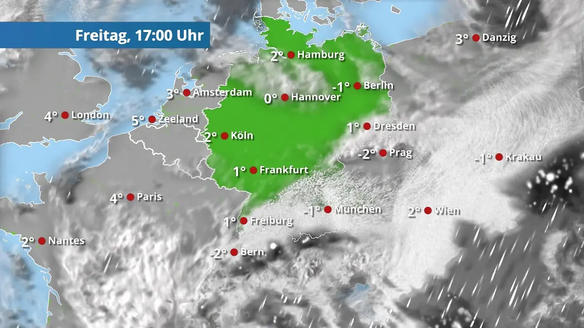 Mehr Sonnenschein, aber kalt - Schnee im Süden Der Regen- und Wolkenfilm für 48 Stunden