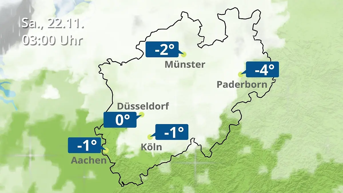 Nordrhein-Westfalen: Wie wird das Wetter? Regen- und Wolkenfilm für Köln, Düsseldorf und Münster