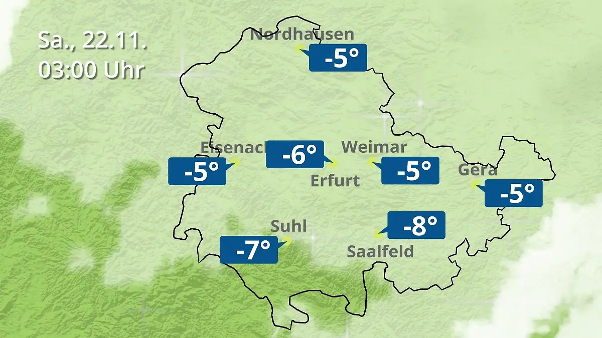 Thüringen: Wie wird das Wetter? Regen- und Wolkenfilm für Erfurt, Gera und Eisenach