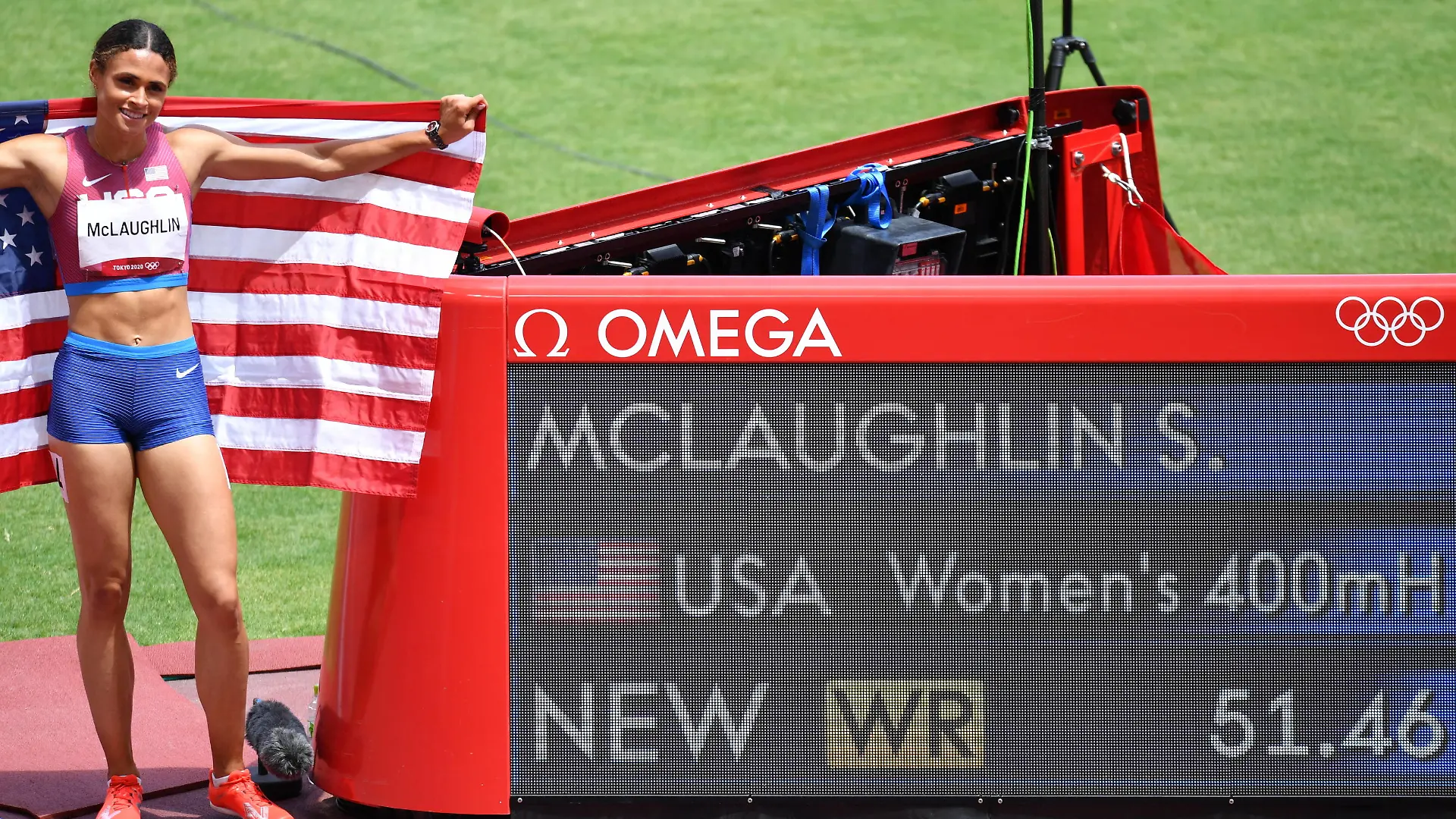 Sydney McLaughlin USA, AUGUST 4, 2021 - Athletics : Gold medallist United States Sydney McLaughlin celebrates after setting a new world record in the Women s 400m Hurdles Final during the Tokyo 2020 Olympic Games, Olympische Spiele, Olympia, OS at the National Stadium in Tokyo, Japan. Noxthirdxpartyxsales PUBLICATIONxNOTxINxJPN 166364441 