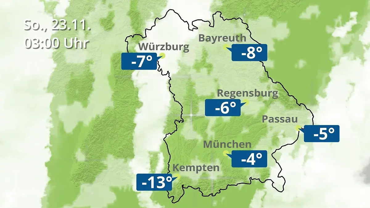 Bayern: Wie wird das Wetter? Regen- und Wolkenfilm für München, Regensburg und Würzburg