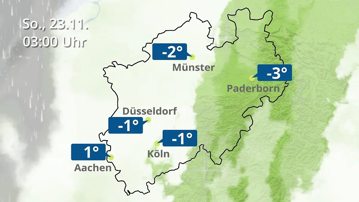 Nordrhein-Westfalen: Wie wird das Wetter? Regen- und Wolkenfilm für Köln, Düsseldorf und Münster