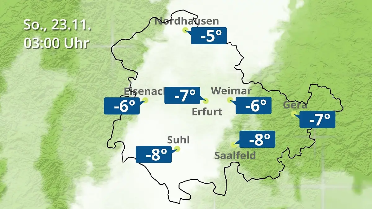 Thüringen: Wie wird das Wetter? Regen- und Wolkenfilm für Erfurt, Gera und Eisenach