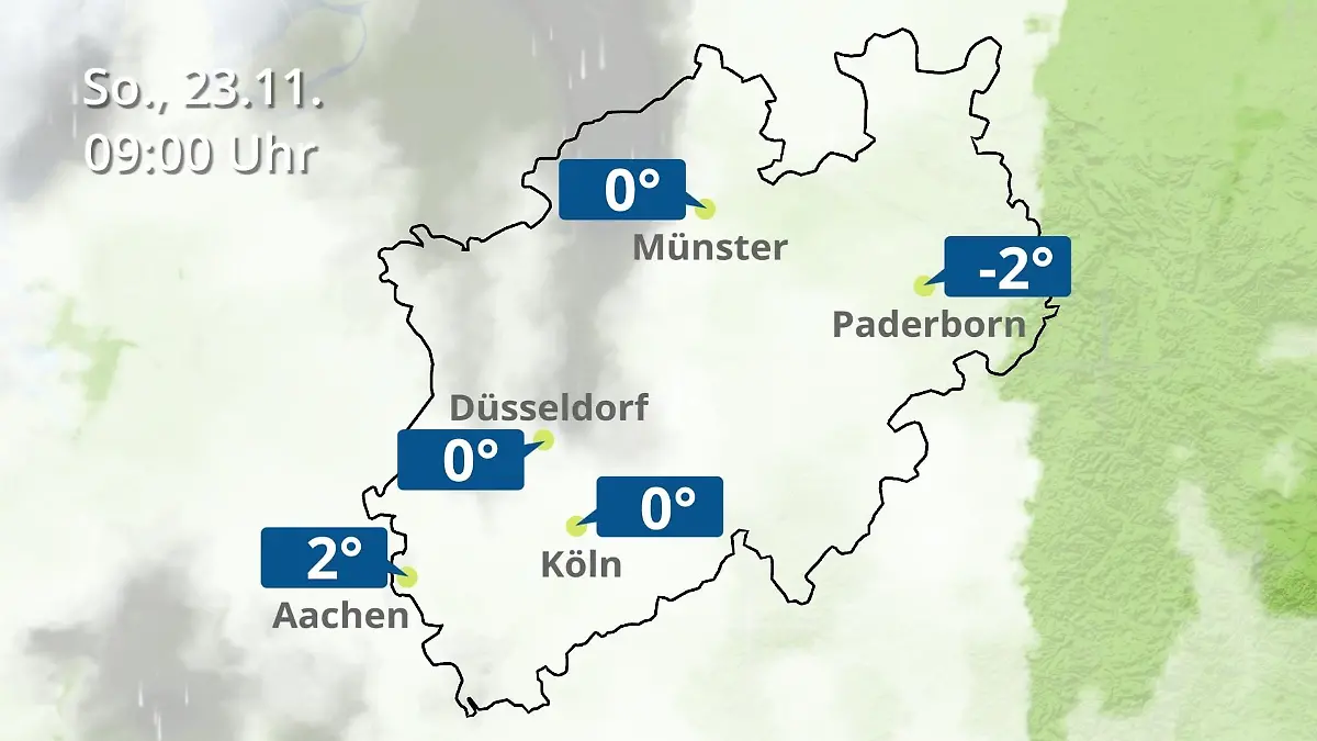 Nordrhein-Westfalen: Wie wird das Wetter? Regen- und Wolkenfilm für Köln, Düsseldorf und Münster