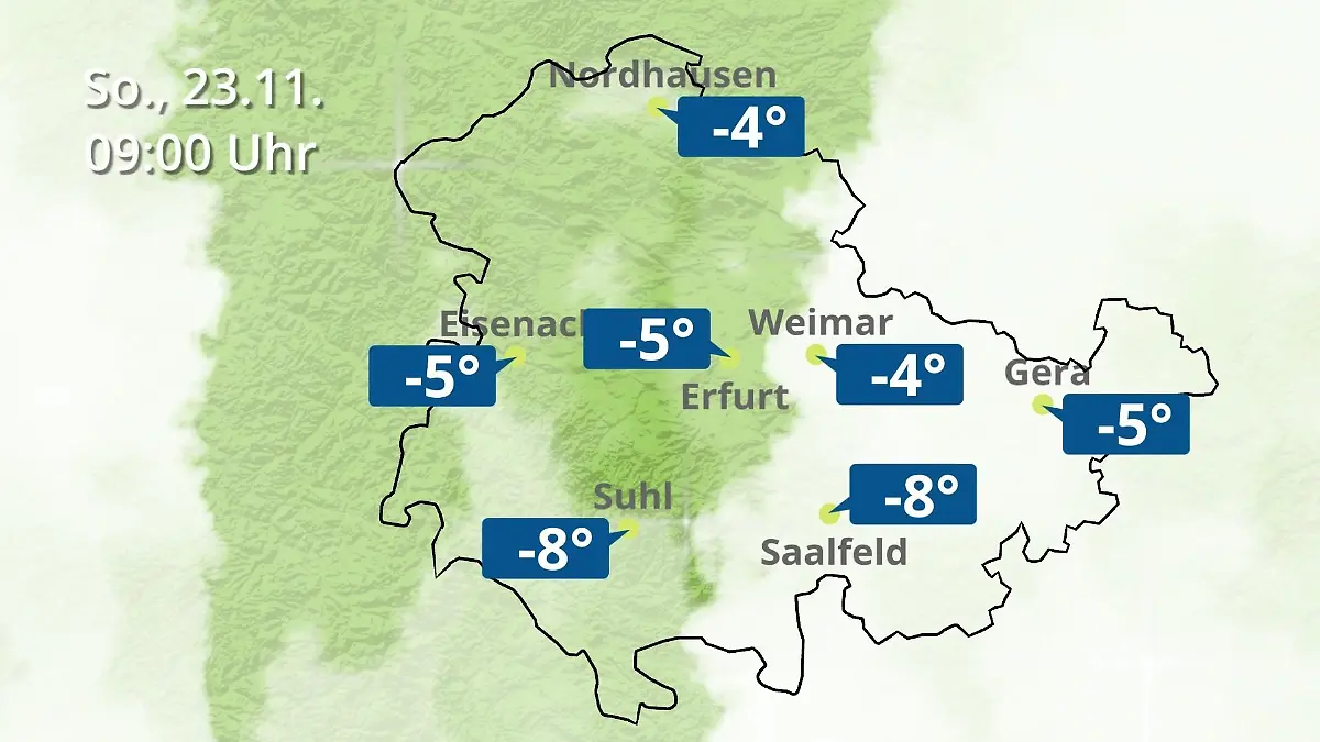 Thüringen: Wie wird das Wetter? Regen- und Wolkenfilm für Erfurt, Gera und Eisenach