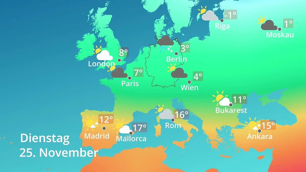 Europa: Wie wird das Wetter? Prognose: Temperaturen von Spanien bis zur Türkei