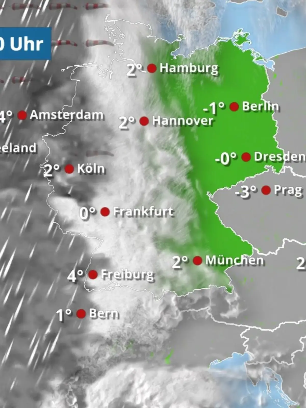 Bild zu: "Wolken in der Westhälfte, dann Schnee und Regen"