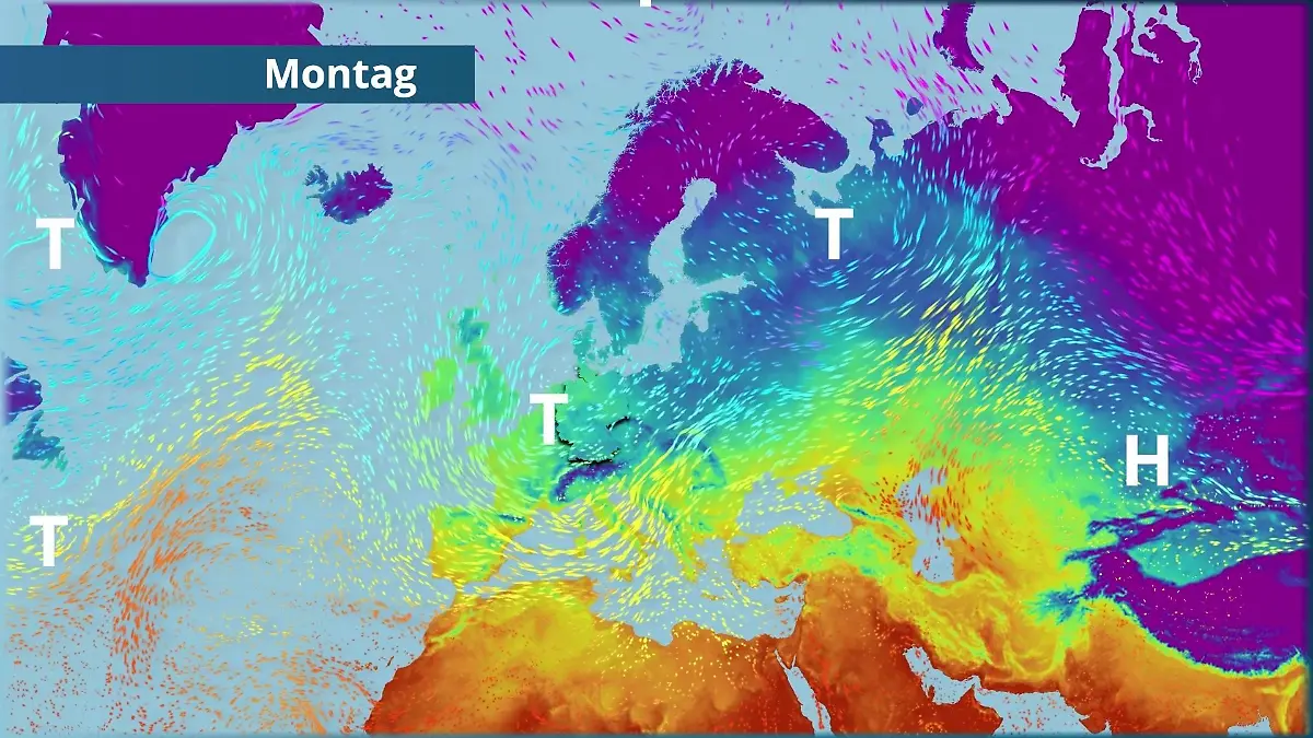 Noch hält sich der Winter wacker Der Strömungsfilm für Europa für 5 Tage