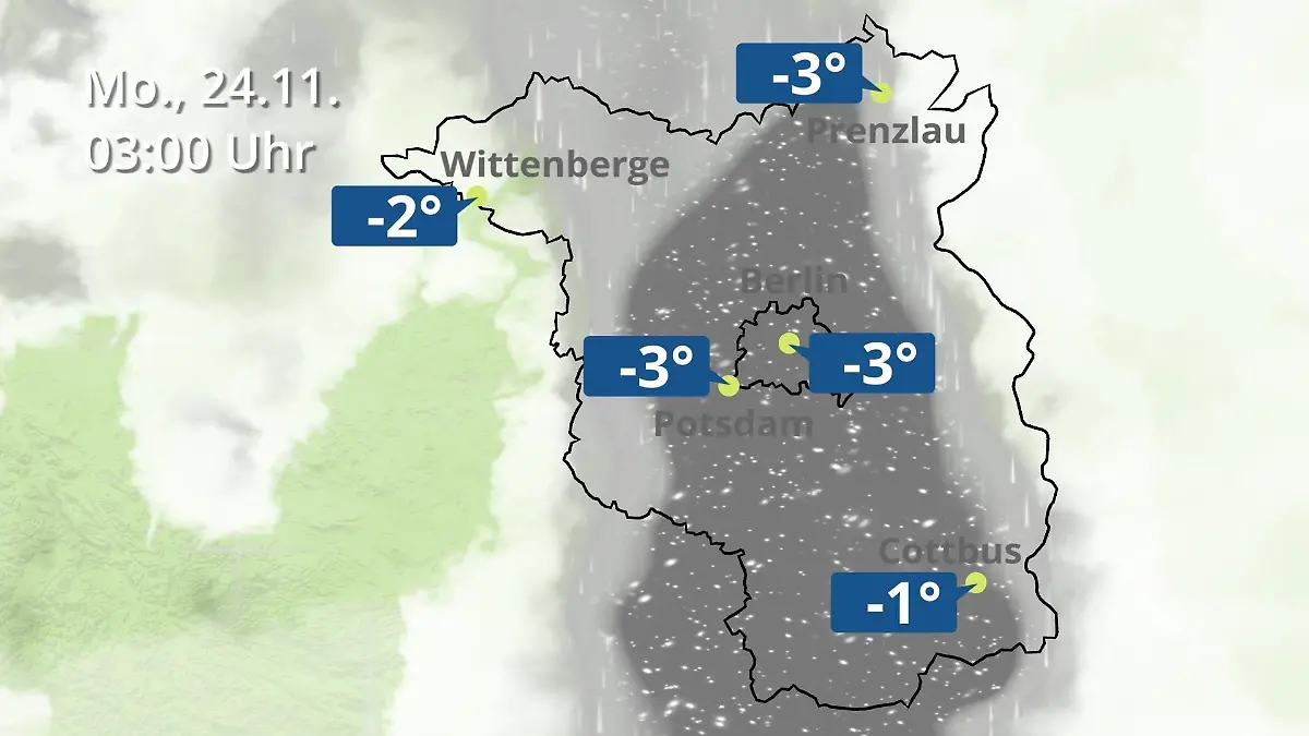 Berlin und Brandenburg: Wie wird das Wetter? Regen- und Wolkenfilm für Potsdam, Cottbus und Wittenberge