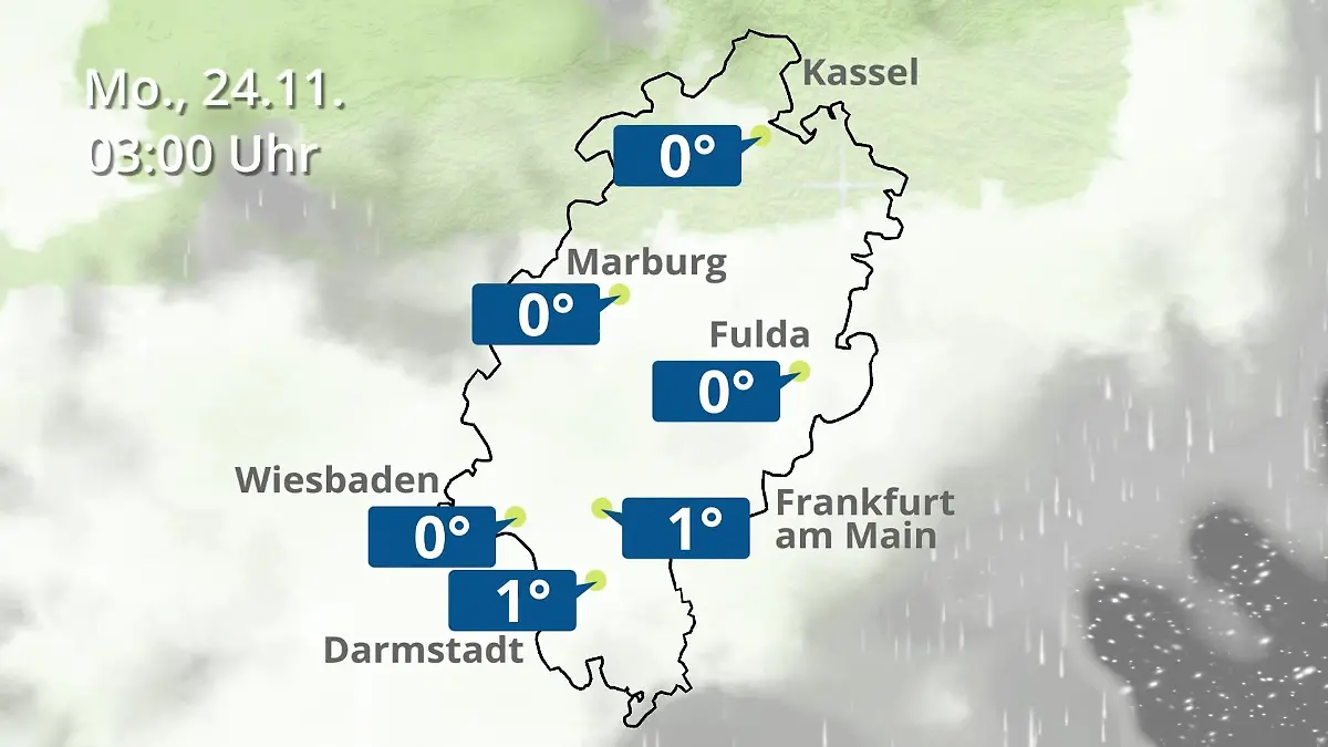 Hessen: Wie wird das Wetter? Regen- und Wolkenfilm für Frankfurt am Main und Wiesbaden