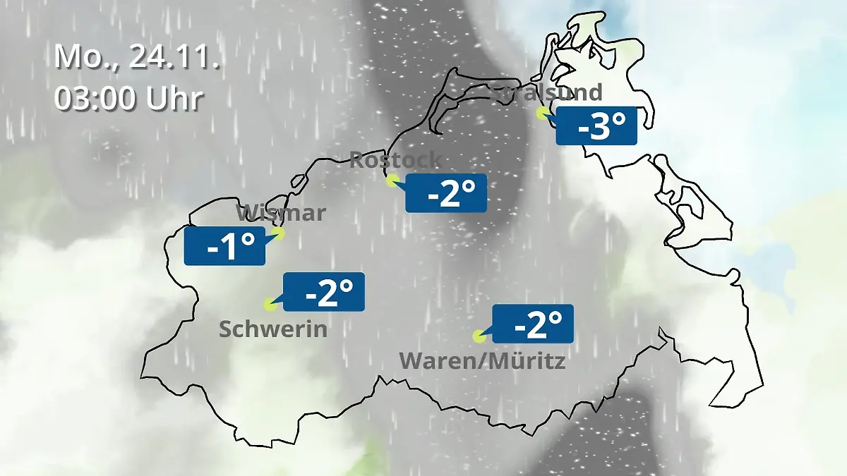 Mecklenburg-Vorpommern: Wie wird das Wetter? Regen- und Wolkenfilm für Rostock, Rügen und die Ostseeküste