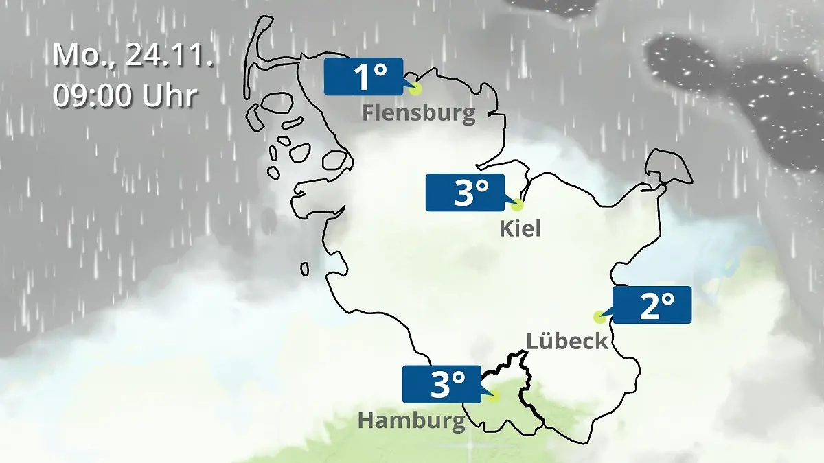Hamburg, Schleswig-Holstein: Wie wird das Wetter? Regen- und Wolkenfilm für die Nordsee- und Ostseeküste