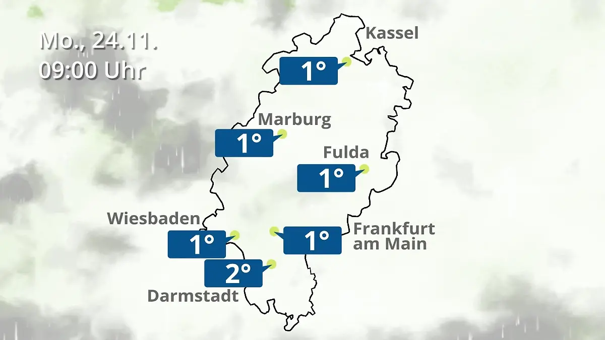 Hessen: Wie wird das Wetter? Regen- und Wolkenfilm für Frankfurt am Main und Wiesbaden