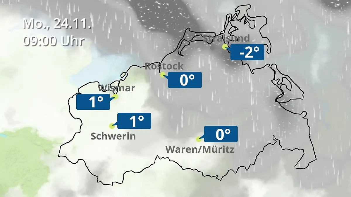 Mecklenburg-Vorpommern: Wie wird das Wetter? Regen- und Wolkenfilm für Rostock, Rügen und die Ostseeküste