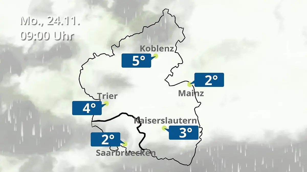 Rheinland-Pfalz, Saarland: Wie wird das Wetter? Regen- und Wolkenfilm für Mainz, Koblenz und Trier