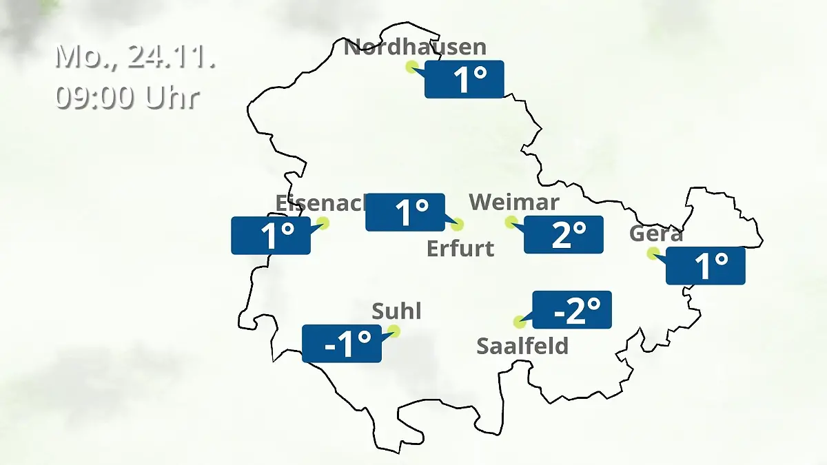 Thüringen: Wie wird das Wetter? Regen- und Wolkenfilm für Erfurt, Gera und Eisenach
