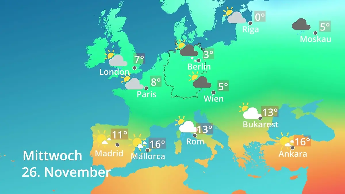 Europa: Wie wird das Wetter? Prognose: Temperaturen von Spanien bis zur Türkei