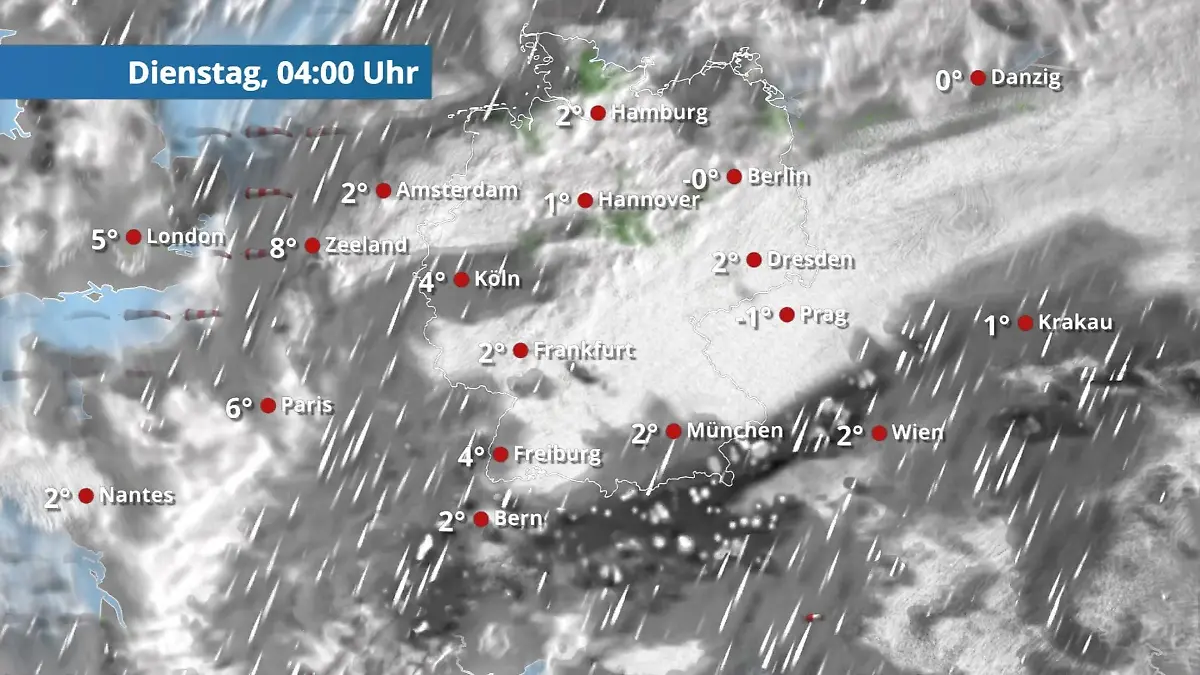 Da kommt noch reichlich Schnee für die Berge Der Regen- und Wolkenfilm für 48 Stunden