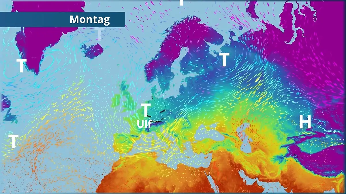 Tief Ulf bringt weiter Schnee und Regen Der Strömungsfilm für Europa für 5 Tage