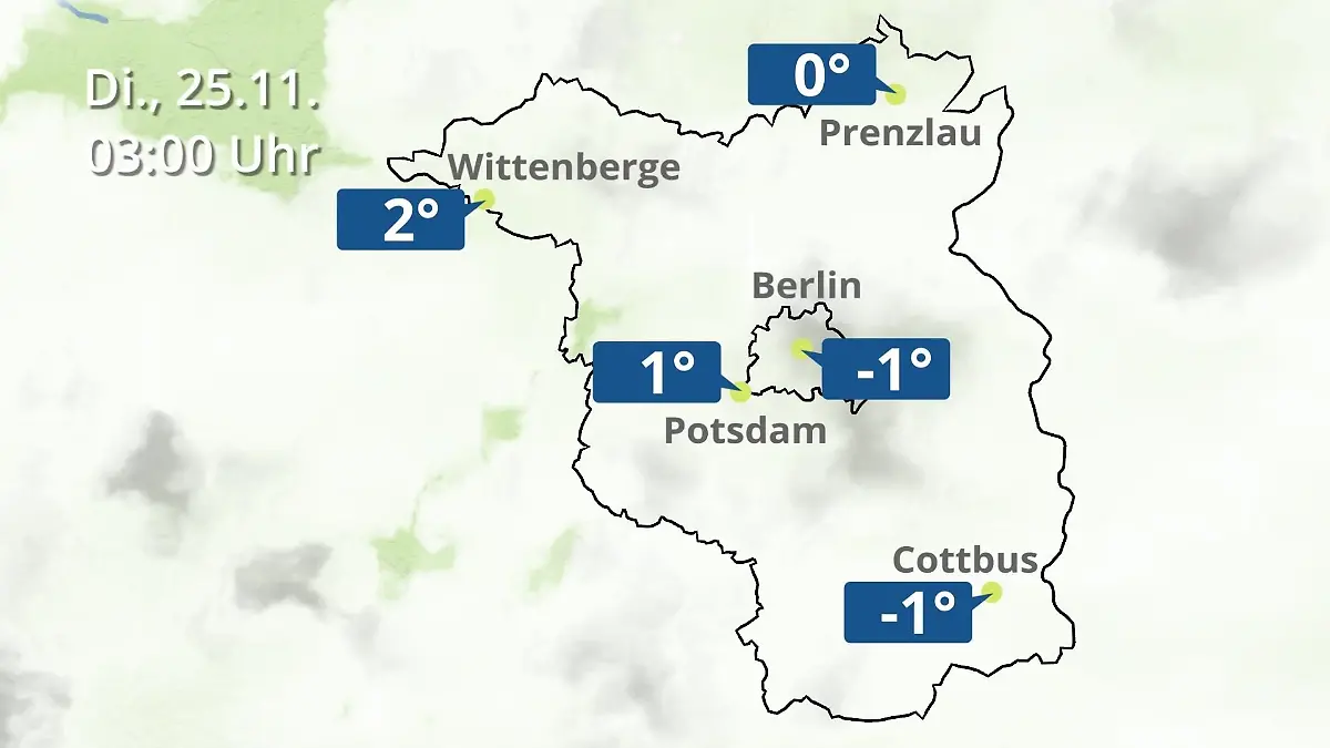 Berlin und Brandenburg: Wie wird das Wetter? Regen- und Wolkenfilm für Potsdam, Cottbus und Wittenberge