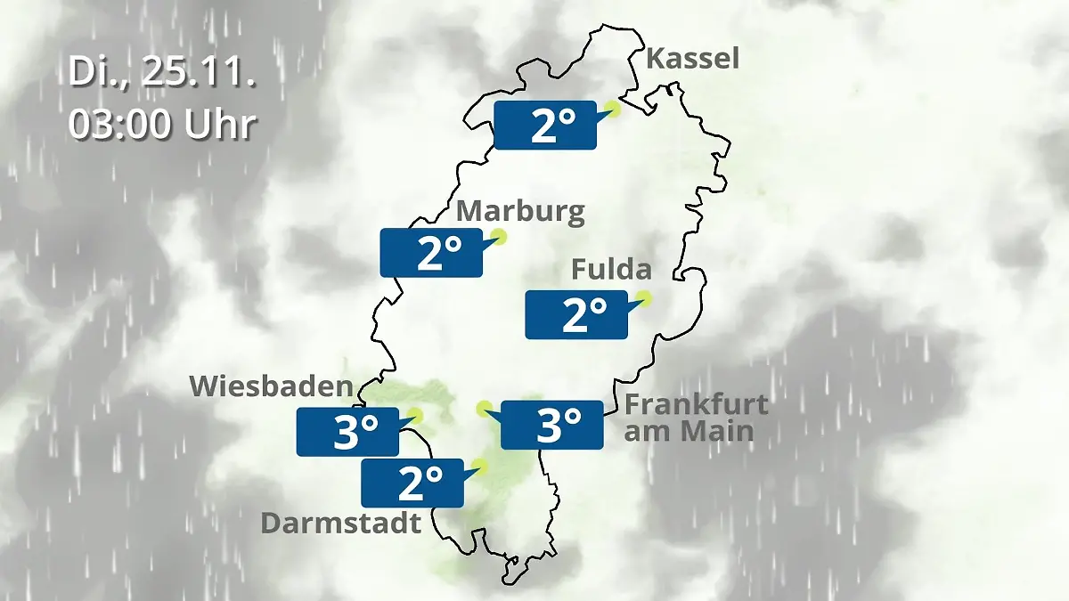 Hessen: Wie wird das Wetter? Regen- und Wolkenfilm für Frankfurt am Main und Wiesbaden