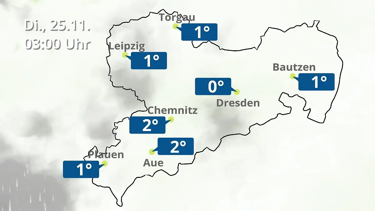Sachsen: Wie wird das Wetter? Regen- und Wolkenfilm für Chemnitz, Dresden und Leipzig
