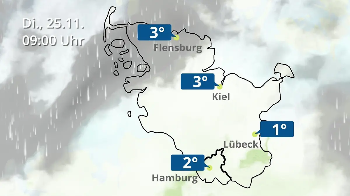 Hamburg, Schleswig-Holstein: Wie wird das Wetter? Regen- und Wolkenfilm für die Nordsee- und Ostseeküste