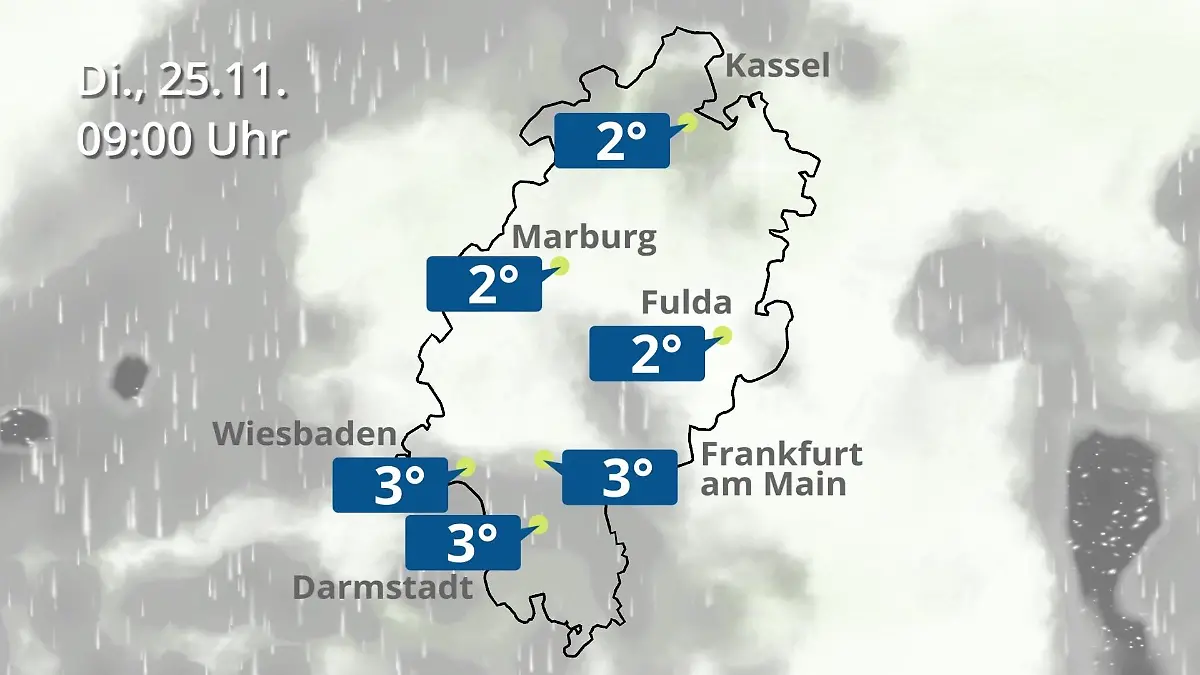 Hessen: Wie wird das Wetter? Regen- und Wolkenfilm für Frankfurt am Main und Wiesbaden