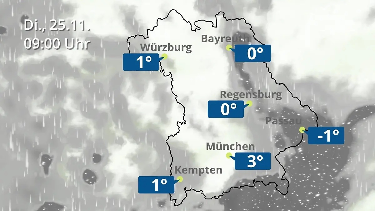 Bayern: Wie wird das Wetter? Regen- und Wolkenfilm für München, Regensburg und Würzburg