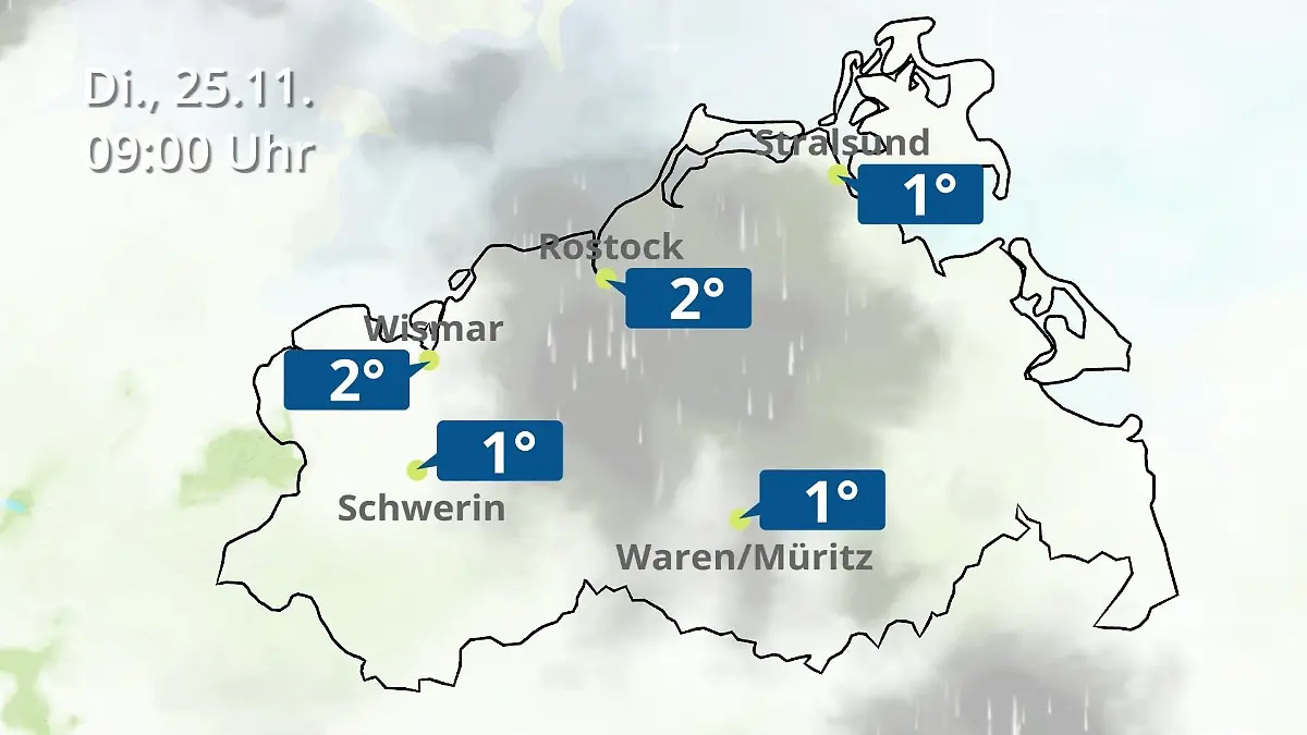 Mecklenburg-Vorpommern: Wie wird das Wetter? Regen- und Wolkenfilm für Rostock, Rügen und die Ostseeküste