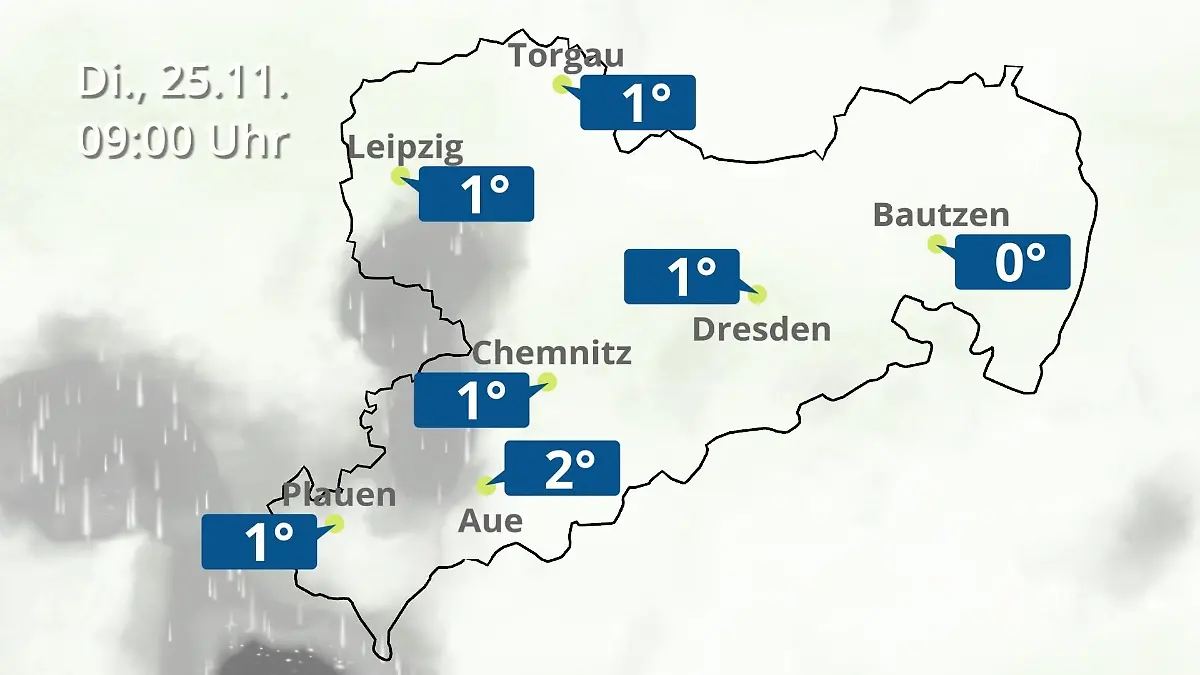 Sachsen: Wie wird das Wetter? Regen- und Wolkenfilm für Chemnitz, Dresden und Leipzig