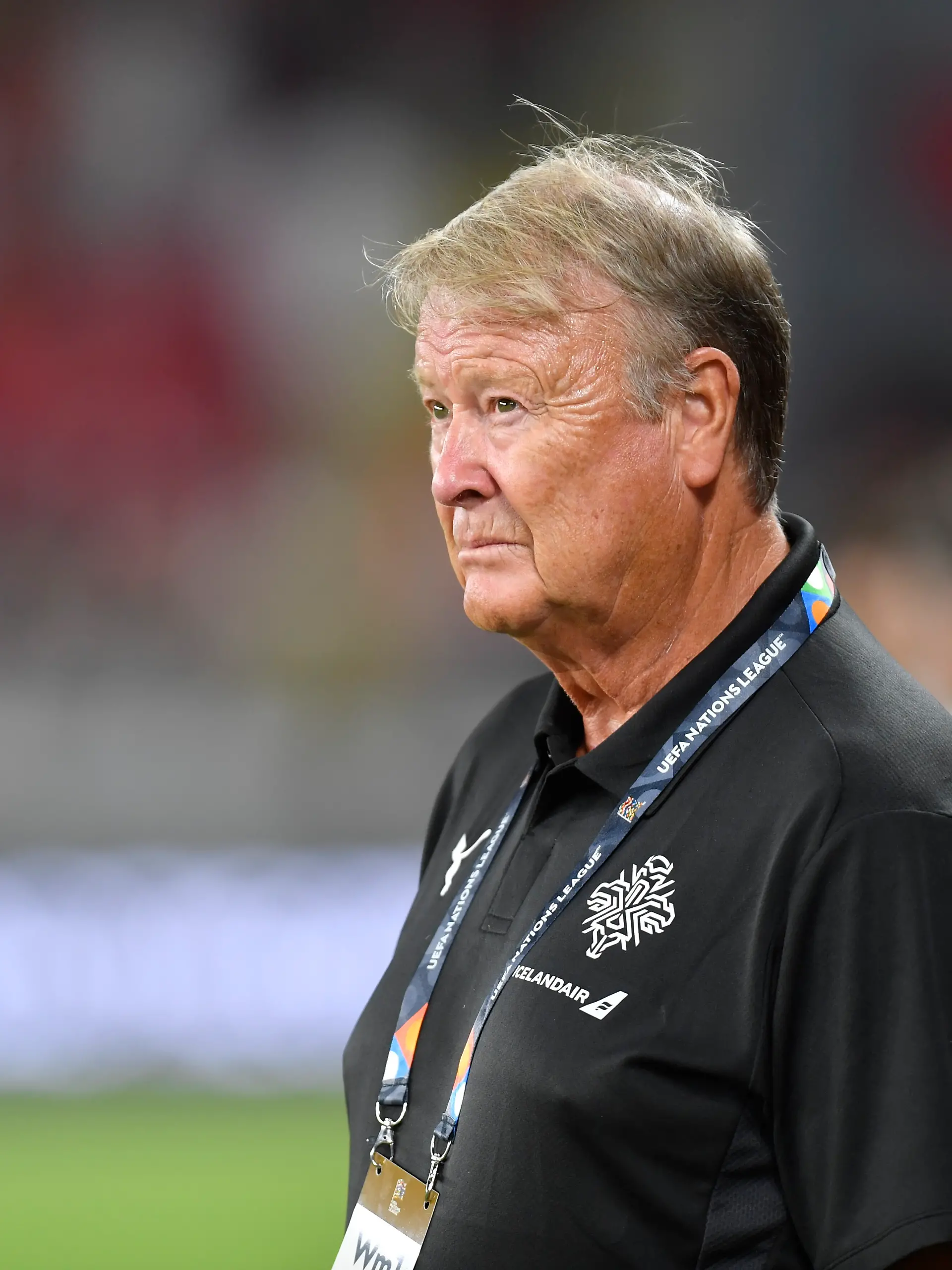 Trainer Age Hareide bei einem Spiel der isländischen Nationalmannschaft im September 2024. 