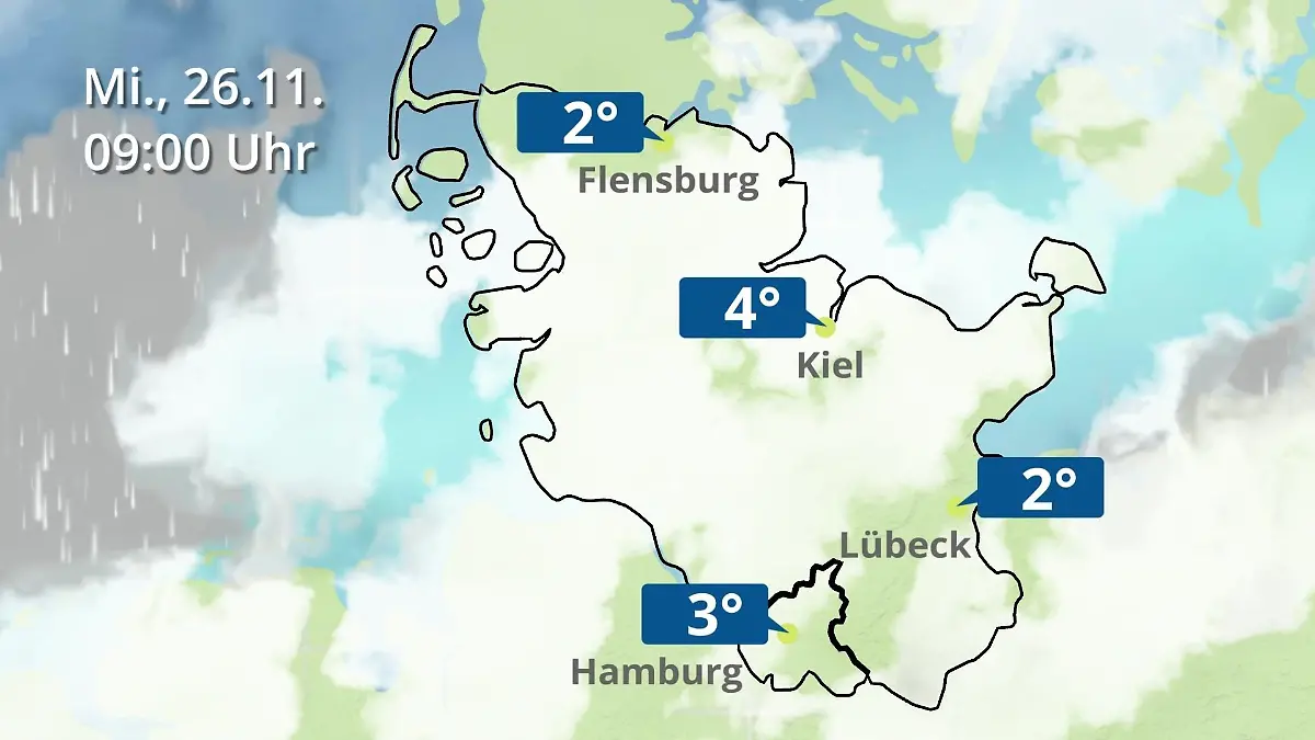 Hamburg, Schleswig-Holstein: Wie wird das Wetter? Regen- und Wolkenfilm für die Nordsee- und Ostseeküste