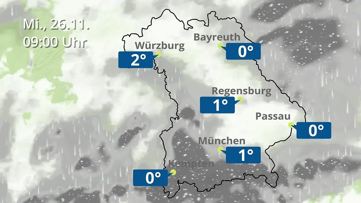 Bayern: Wie wird das Wetter? Regen- und Wolkenfilm für München, Regensburg und Würzburg