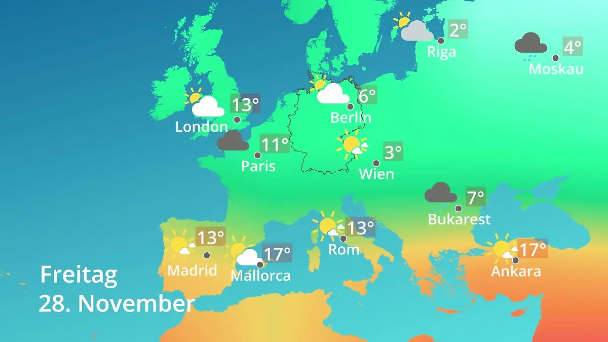 Europa: Wie wird das Wetter? Prognose: Temperaturen von Spanien bis zur Türkei