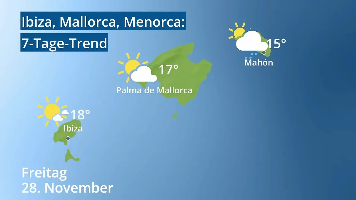 Balearen: Wie wird das Wetter? Video 7-Tage-Trend: Palma, Ibiza, Mahon