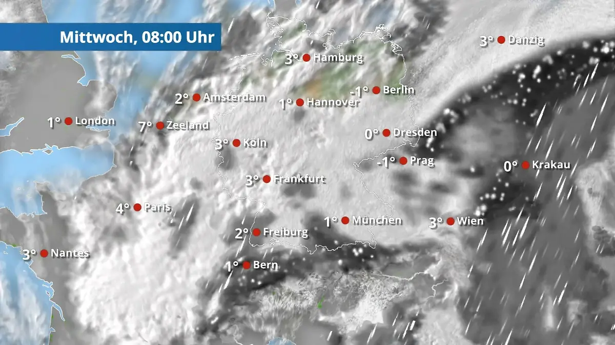 Winternachschlag: Über 20 cm Schnee Richtung Alpen Der Regen- und Wolkenfilm für 48 Stunden
