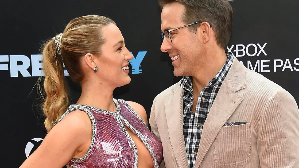 Actor Ryan Reynolds, right, and wife Blake Lively attend the world premiere of "Free Guy" at AMC Lincoln Square 13 on Tuesday, Aug. 3, 2021, in New York. (Photo by Evan Agostini/Invision/AP)