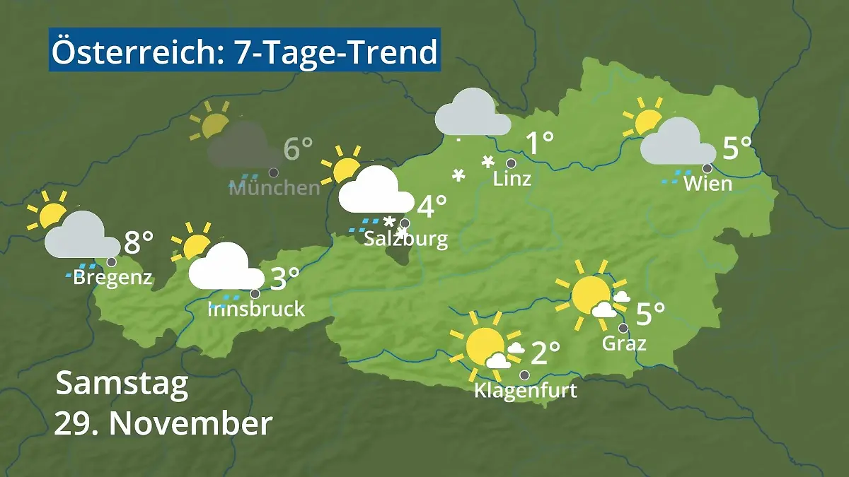 Österreich: Wie wird das Wetter? Video 7-Tage-Trend: Wien, Salzburg, Innsbruck